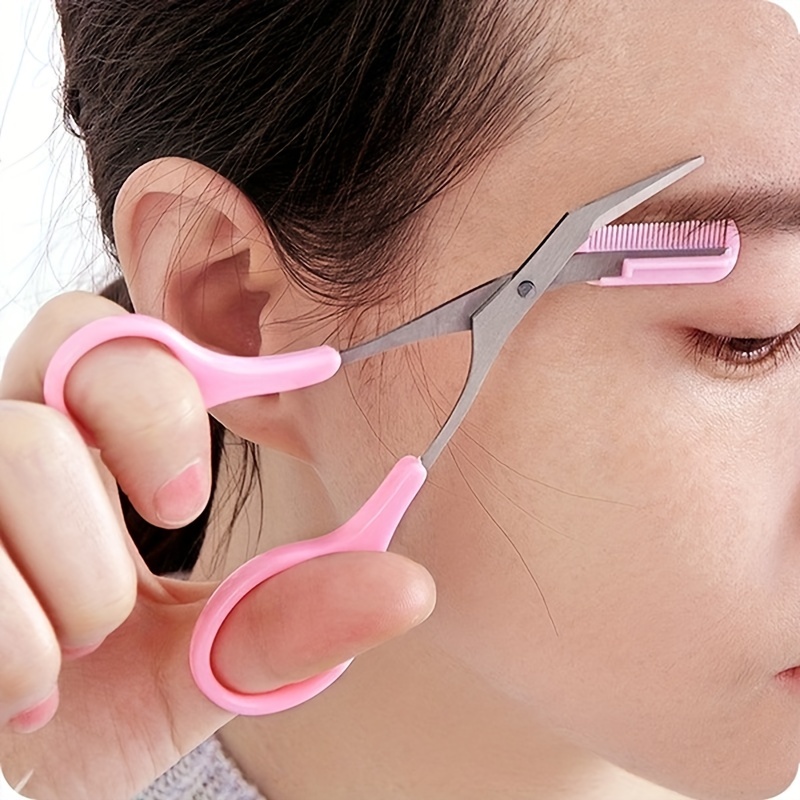 

Eyebrow Scissors For Women Eyebrow Trimmer Scissors With Comb Eyebrow Shaping Cut Comb Scissors Non Slip Finger Grips Hair Removal Beauty Accessories For Men Women