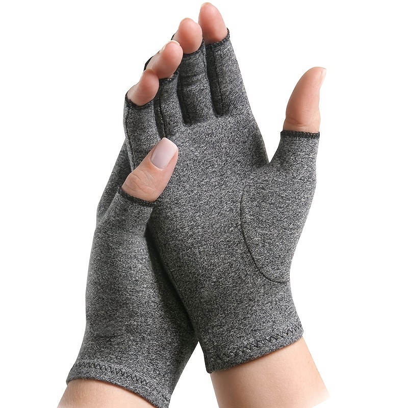 1pair Joint Pressure Gloves Cycling Sports Gloves Pressure Care Rehab Gloves Indoor Hemp Ash Half Finger Gloves
