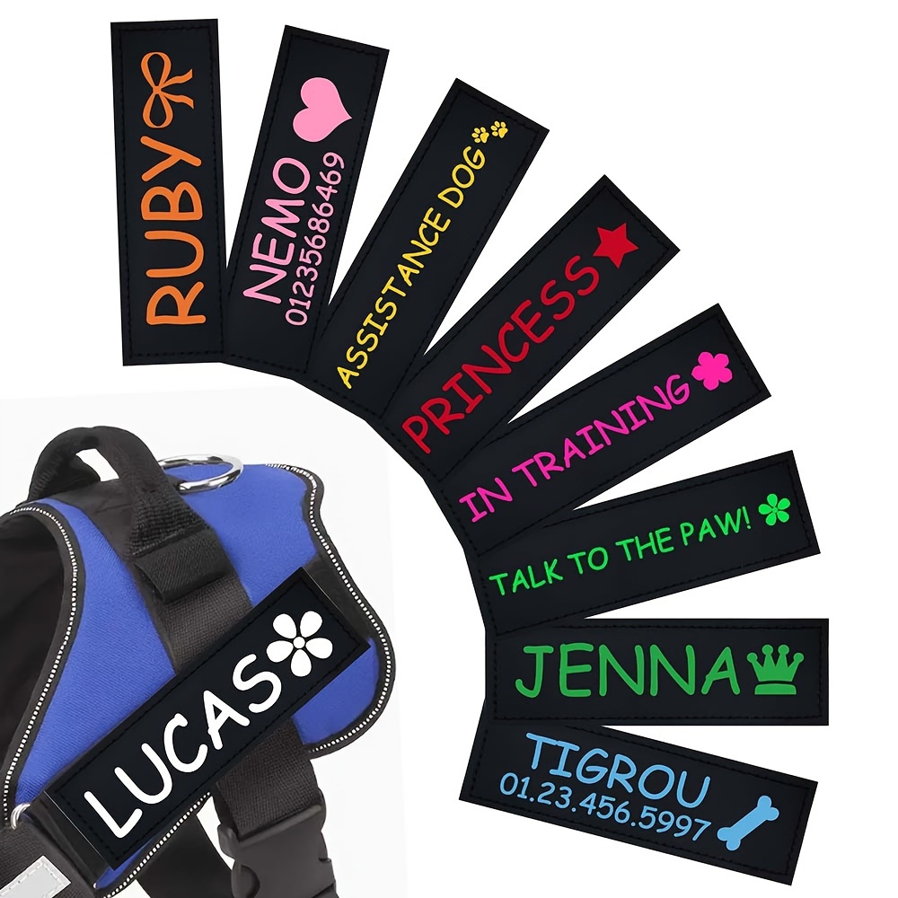 

Custom Pet Patches For Dog Harness Vest, Custom Name 9 Colors Available Traction Accessories