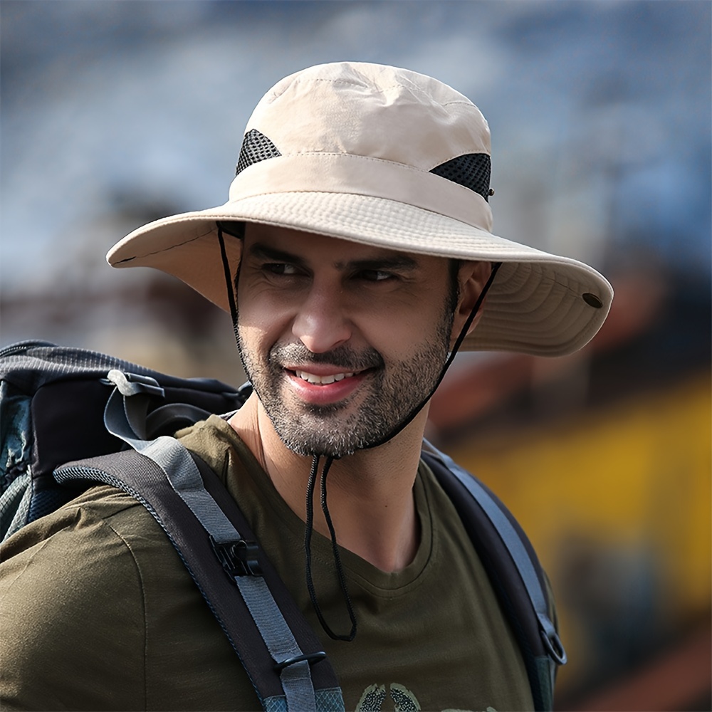 Men's Wide Brim Sun Hat Upf50+ Waterproof Breathable Bucket Hat For Fishing,  Hiking, Camping (light Grey)