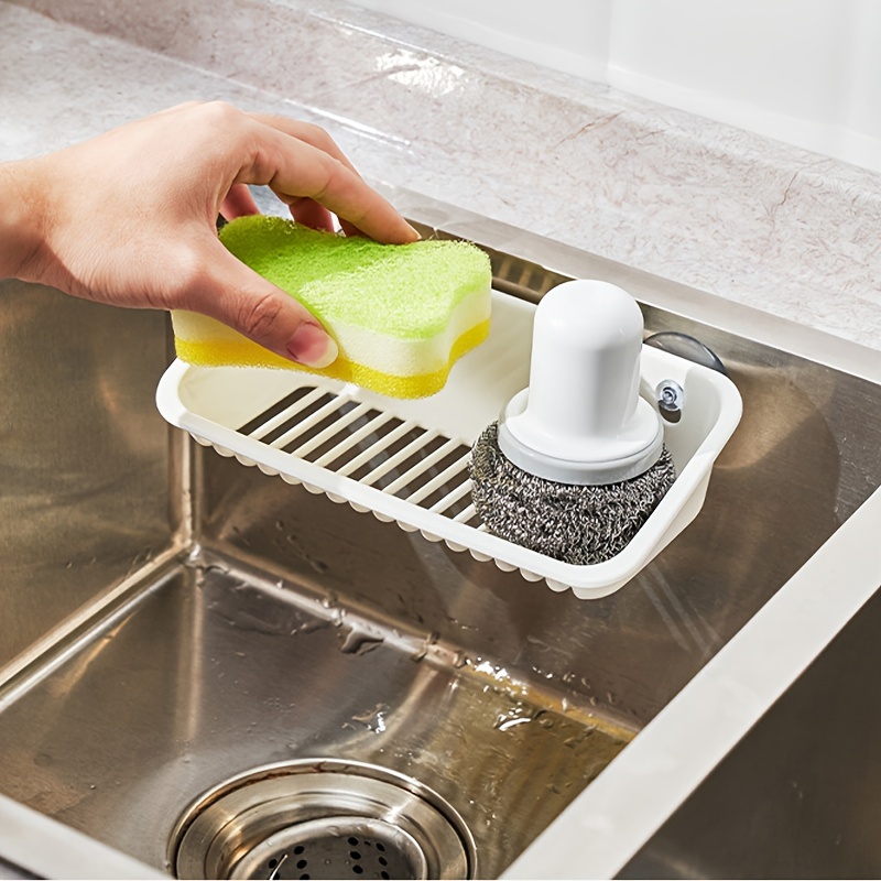 Space Aluminum Sponge Holder For Kitchen Sink Adhesive - Temu