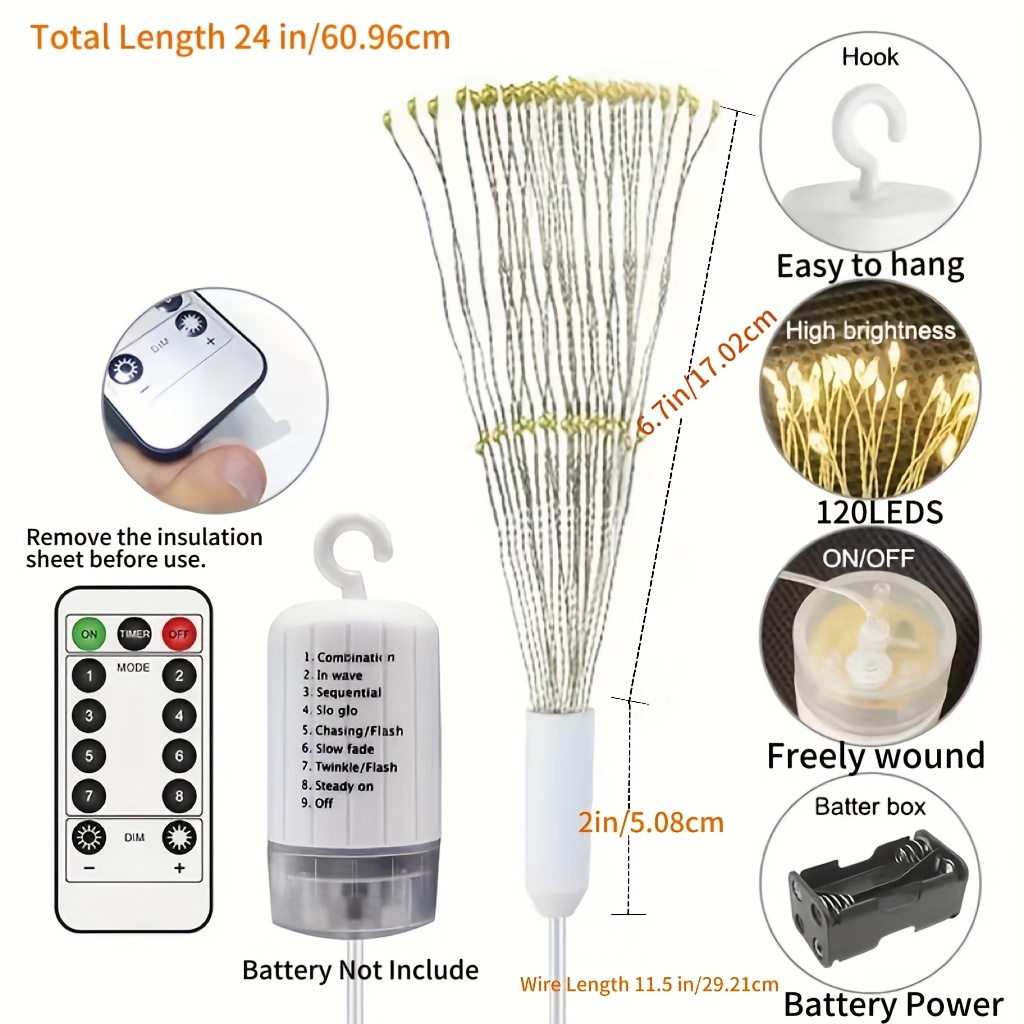 120led Hanging Firework Lights Battery Powered Tent - Temu