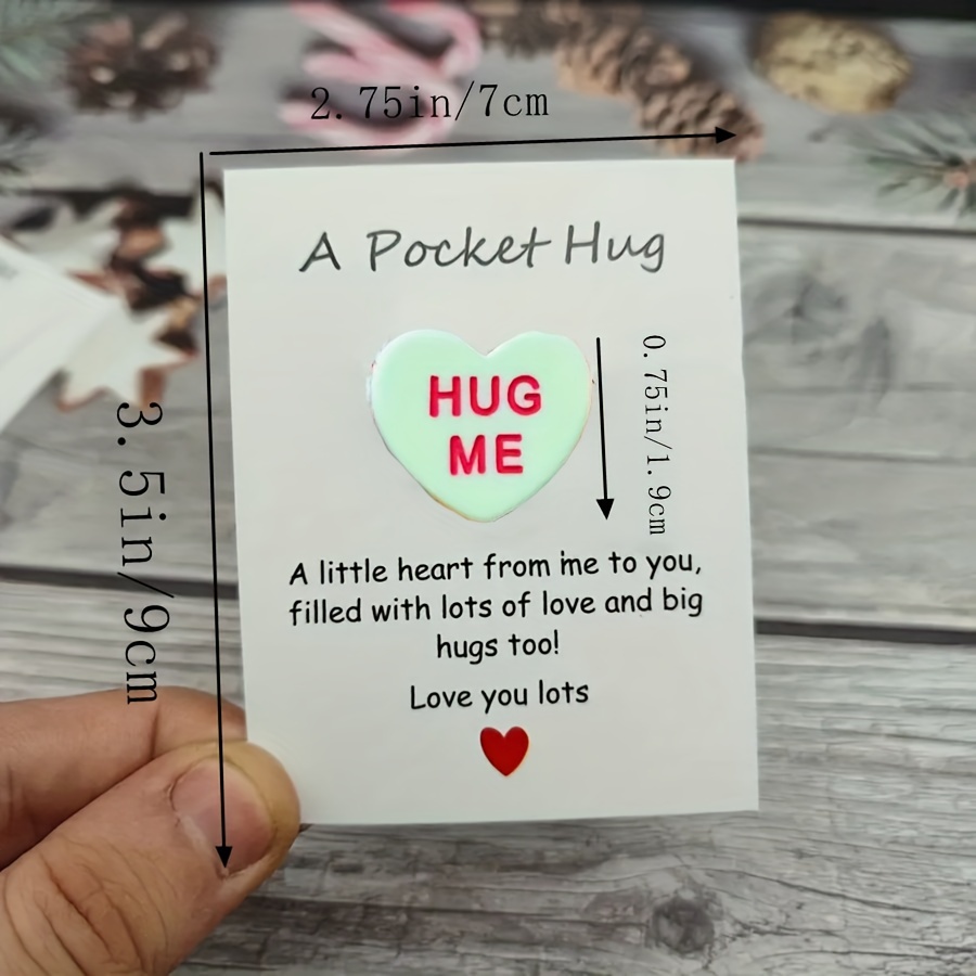 1pc, A Tiny Little Pocket Hug Poem Card, Isolation Gift, Hug Token,  Thinking Of You Gift Cute Resin Decoration With Encouraging Greeting Card,  Special