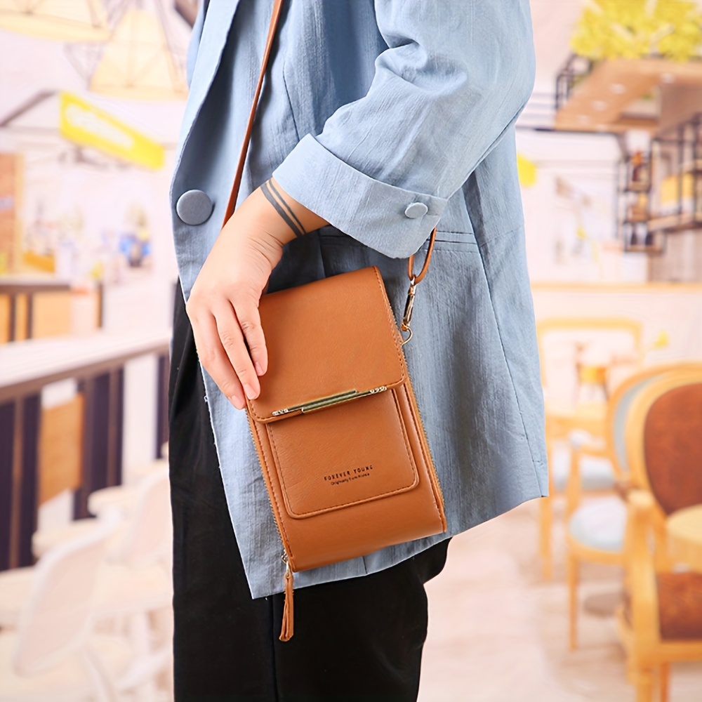 Mini Touch Screen Phone Purse, Women's Pu Leather Crossbody Bag