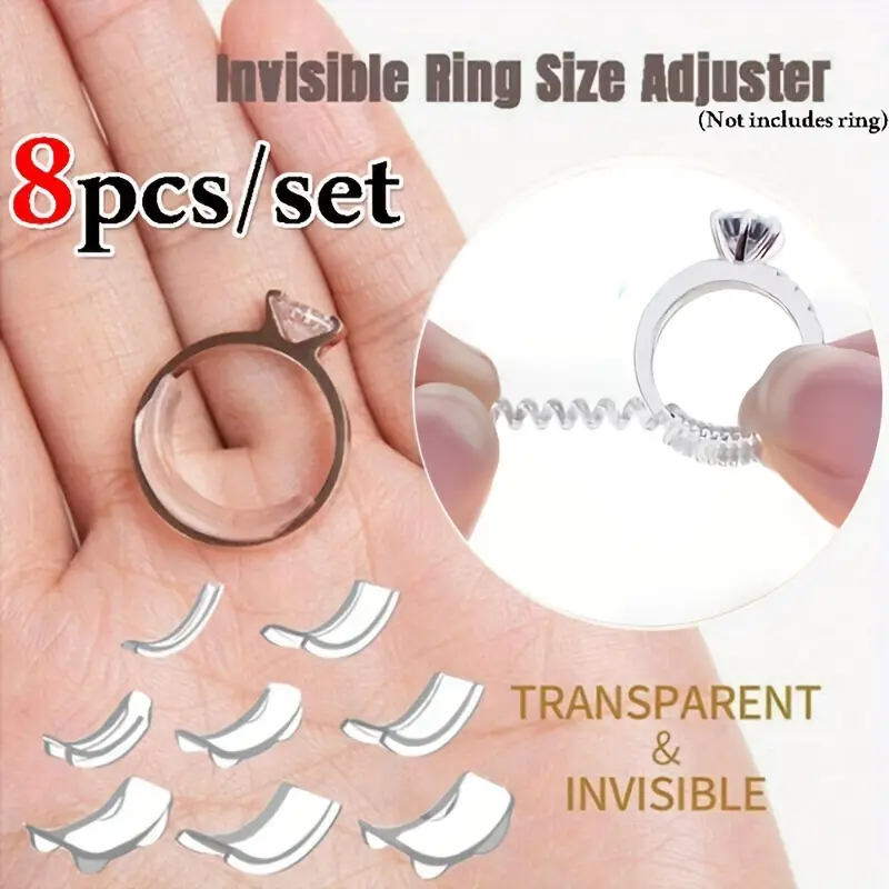 8/12pcs Ring Size Reducer Invisible Ring Size Adjuster For Loose Rings Ring  Adjuster Size Fit Any Rings Size Ring Guard Spacer