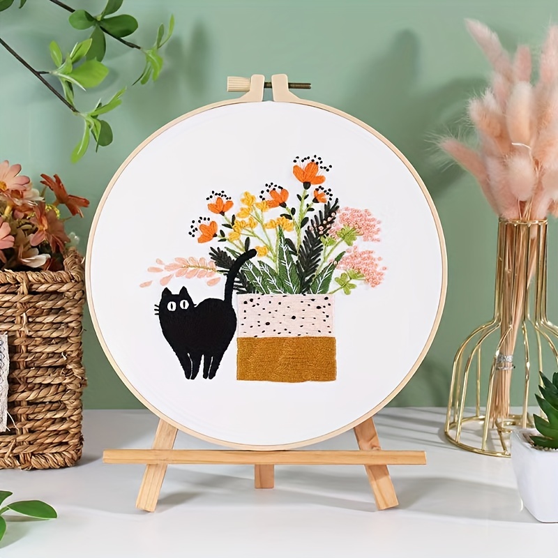 Embroidery Starter Kit for Beginners Stamped Cross Stitch Kits with Cute  Flowers and Plants Patterns with Embroidery Hoops and Color Threads for  Adults Kids 