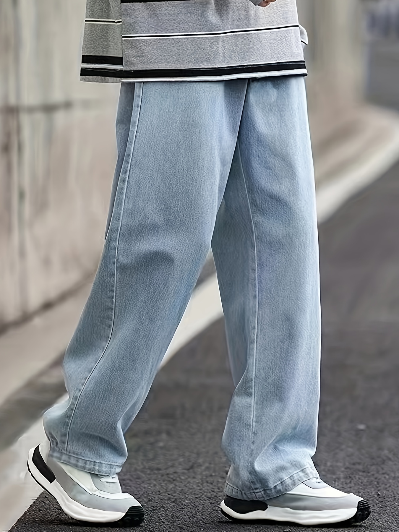 graffiti print jeans high Street Jeans Men Black Stretch Slim Fit