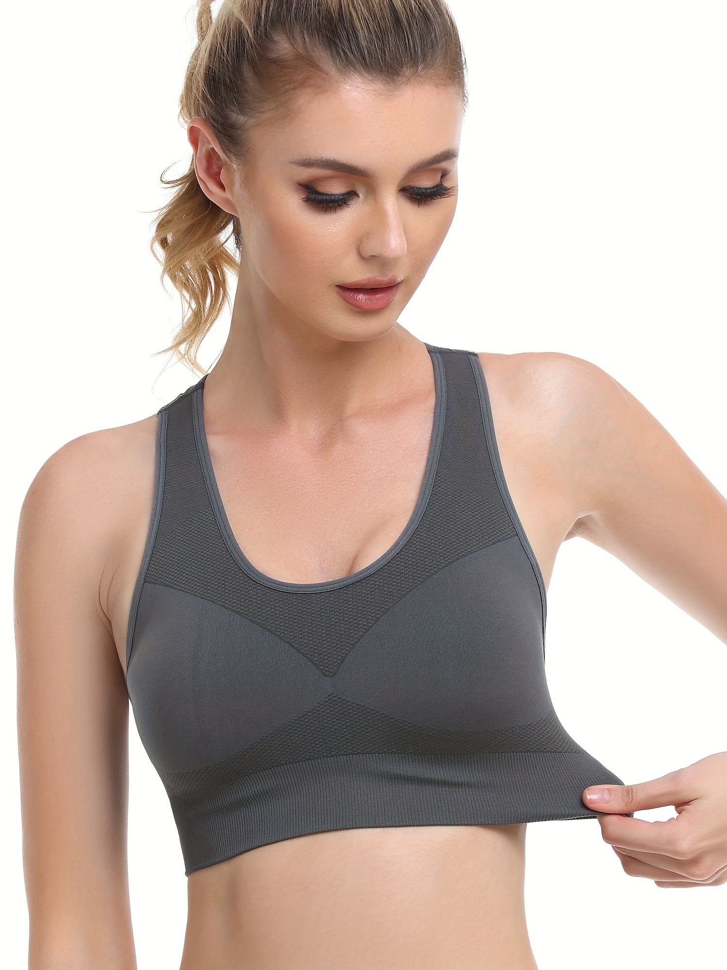 Solid Color Square Collar Women Fitness Bra Shockproof Yoga Sport Top With  Pad Gym Hollow Cross Back Comprehensive Training Jog x0822