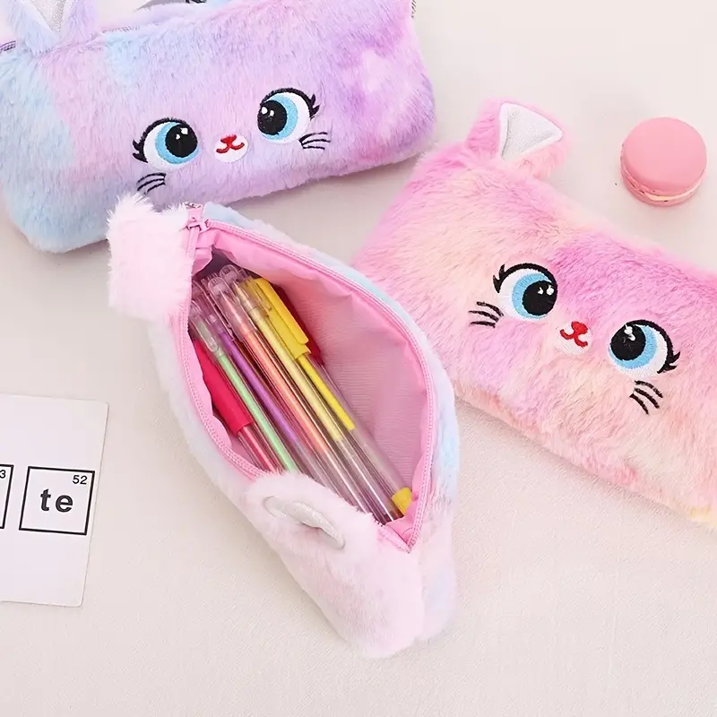 Furry Pencil Pouch Cute Pencil Case Small Plush Makeup Bag - Temu