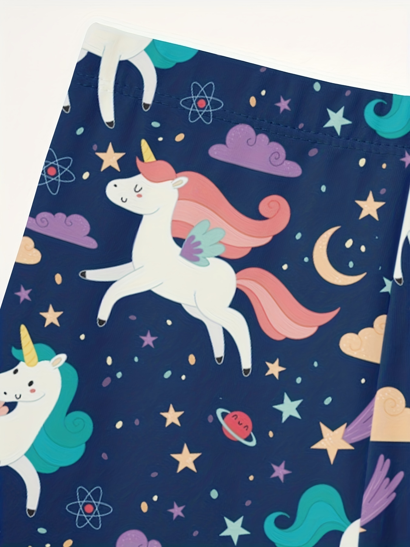 Girls Cartoon Unicorn Print Stretch Soft Leggings Elastic - Temu Canada
