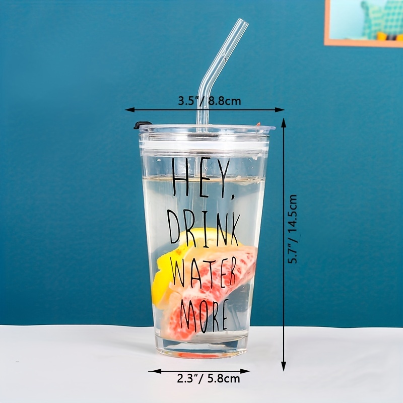 Drinking Glasses with Lids and Glass Straw 1pcs Set - 400ml Can