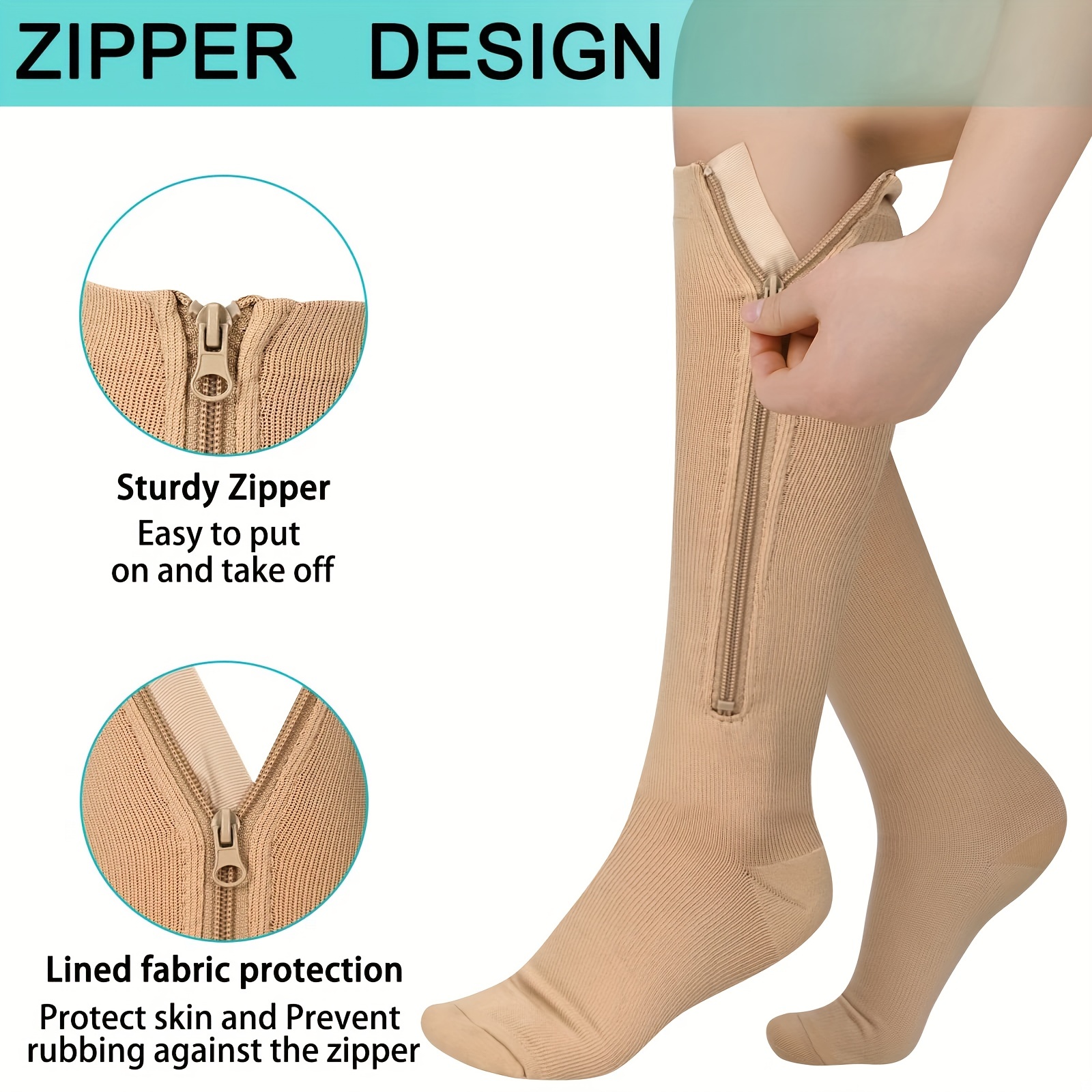 Compression Socks Women Knee High Sports Socks Zipper - Temu Canada