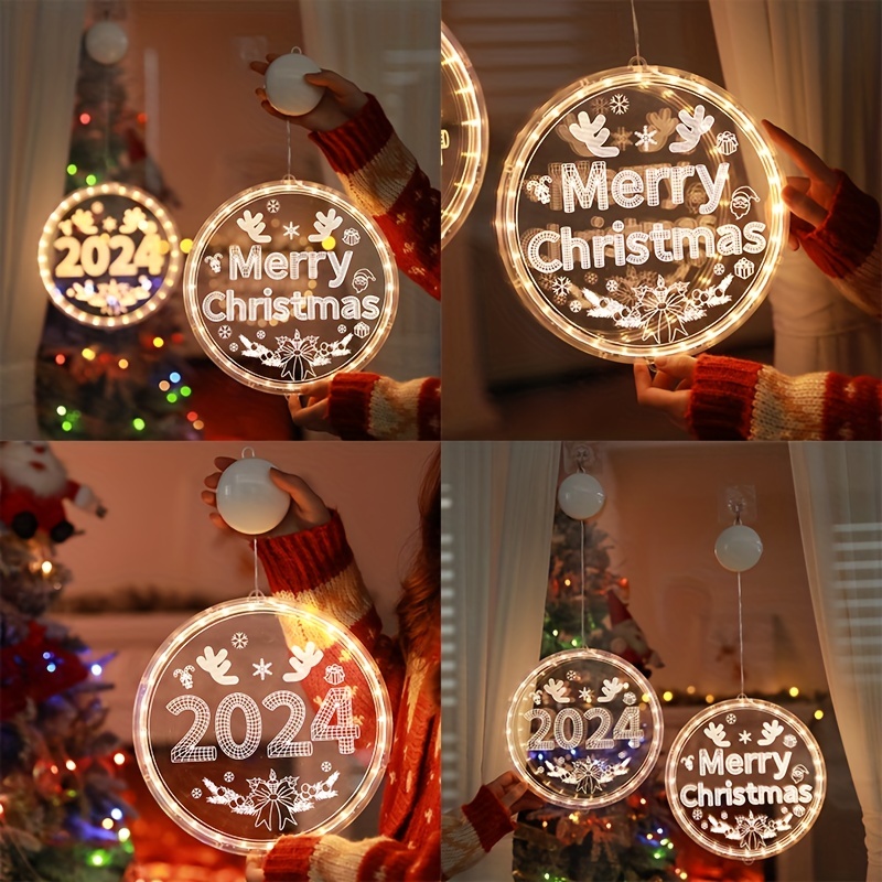 1 Pièce De Lampe Suspendue À Ventouse Joyeux Noël, Décorations