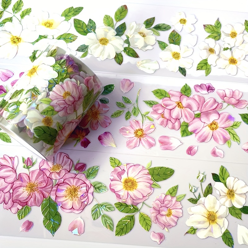 Flower Crystal Pet Tape Floral Transparent Decorative - Temu