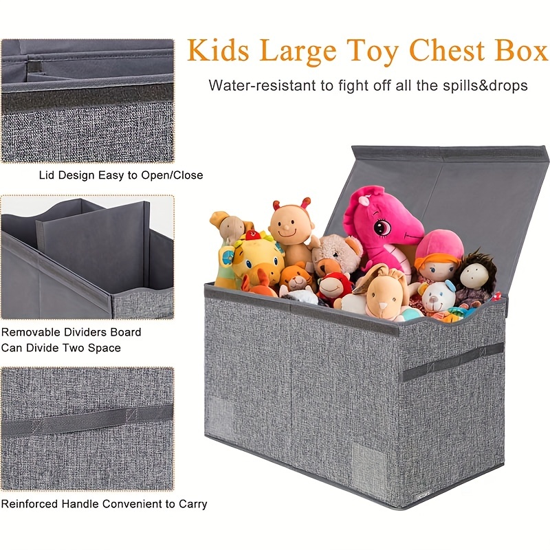 Flip top Lid Storage Bin Thin Grey Toy Storage Box Extra - Temu