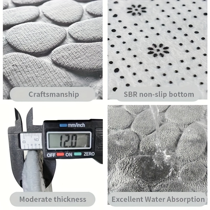 Cobblestone Embossed Bathroom Mat, Memory Foam Pad, Washable Bath Rugs,  Stonetextured Water Absorbent Mat, Non-slip Washable Thick Carpet, Suit For  Bedroom Living Room Home Use Spring Summer Autumn And Winter - Temu