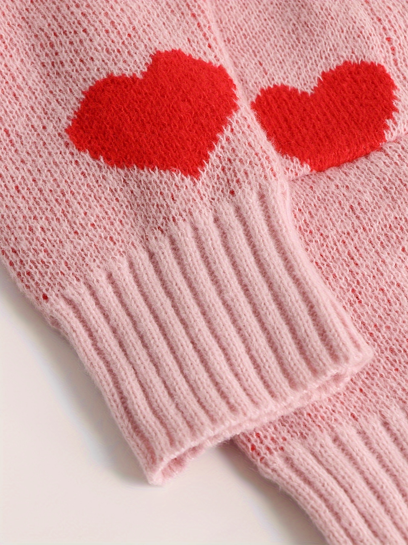 Knit Heart Print Leggings, Heart Leggings, Valentine Leggings