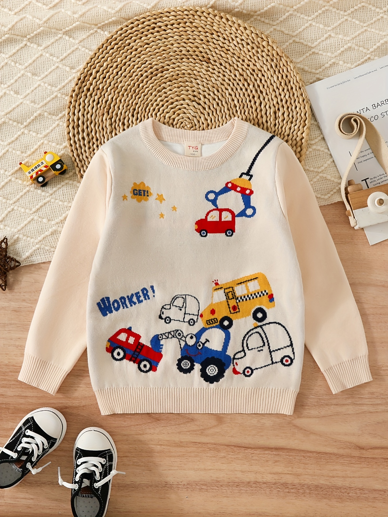 Boys Sweater Cartoon Engineering Vehicle Pattern Knit Pullover Kids Clothes  Autumn And Winter - Temu Austria