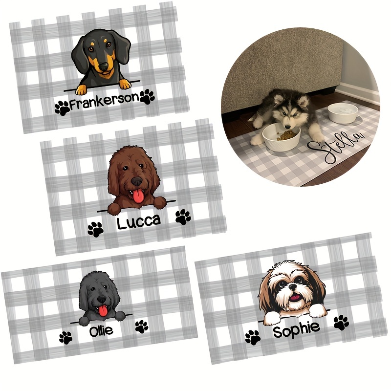 1pc Cartoon Animal Pattern Pet Feeding Mat, Easy To Clean, Durable