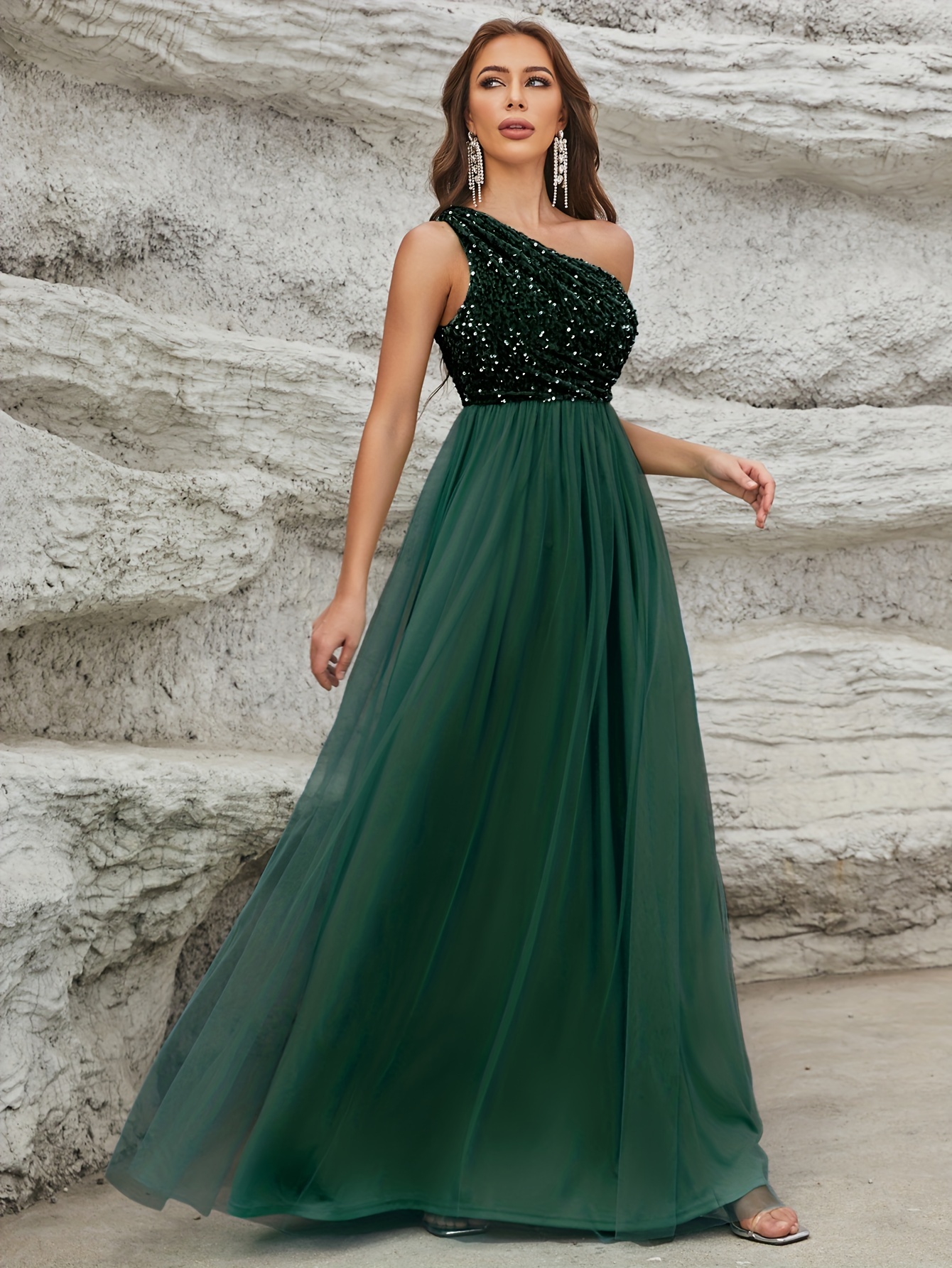 Emerald One Shoulder Dress  Classy dress outfits, Official dresses, Dress