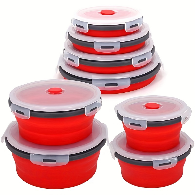 Folding Silicone Insulated Lunch Box, Collapsible Portable Round Bento Box  For Office Workers, Leakproof Food Storage Container With Bpa Free Airtight  Lid, Microwave And Freezer Safe, Home Kitchen Supplies - Temu