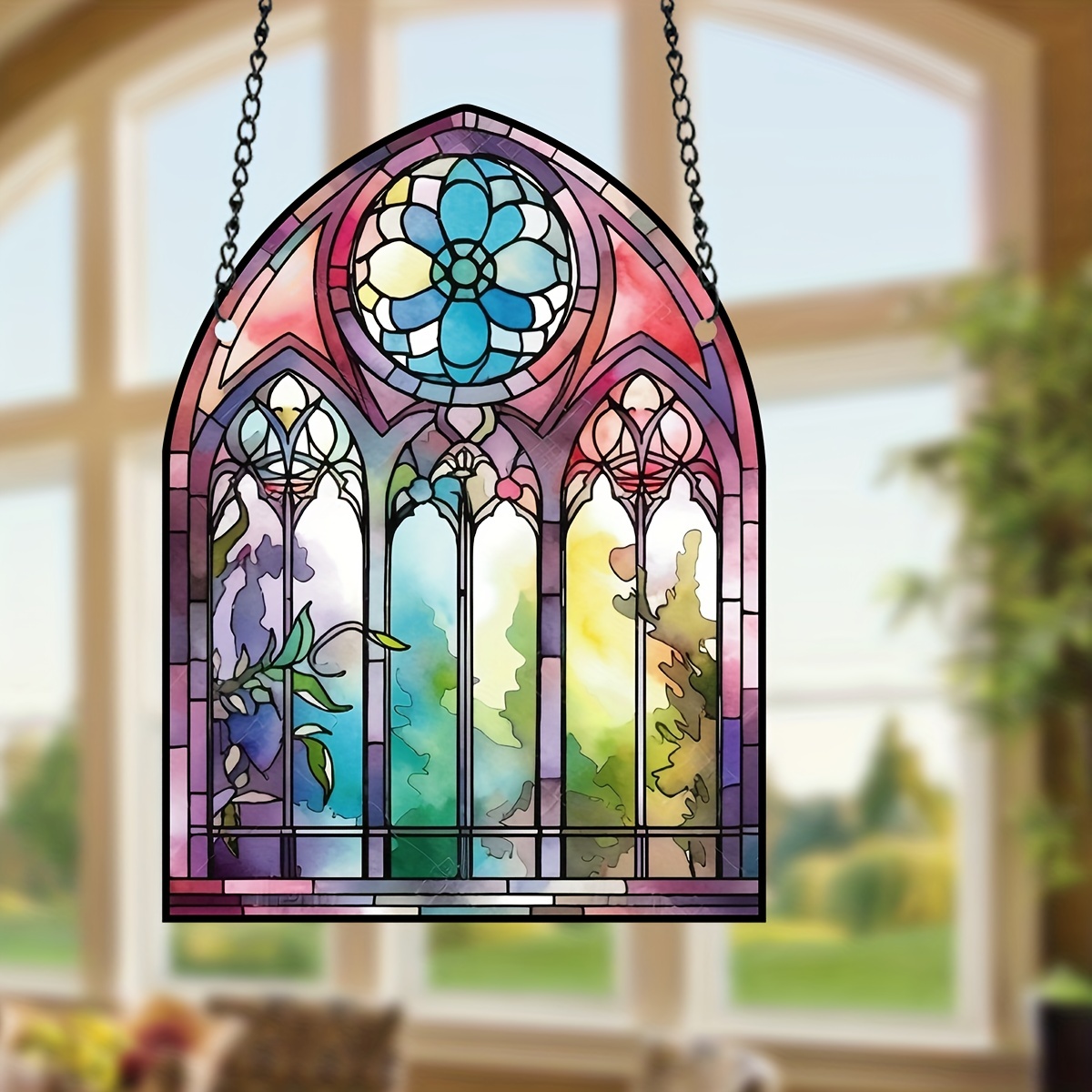 Cathedral Stained Window Hangings Stained Panels Colorful - Temu