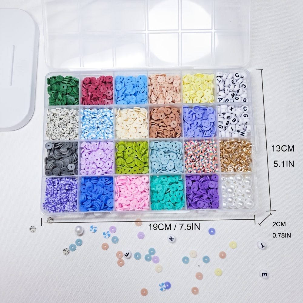 4800pcs Clay with Letter Beads for Bracelets, 20 Colors 6mm Flat