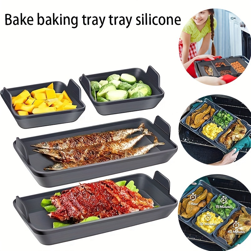Silicone Sheet Pan Dividers for Cooking, No Stick Easy to Clean Silicone  Baking Trays Pans for Oven Air Fryer with a Sheet Pan (8 Dividers, 1 Pan)