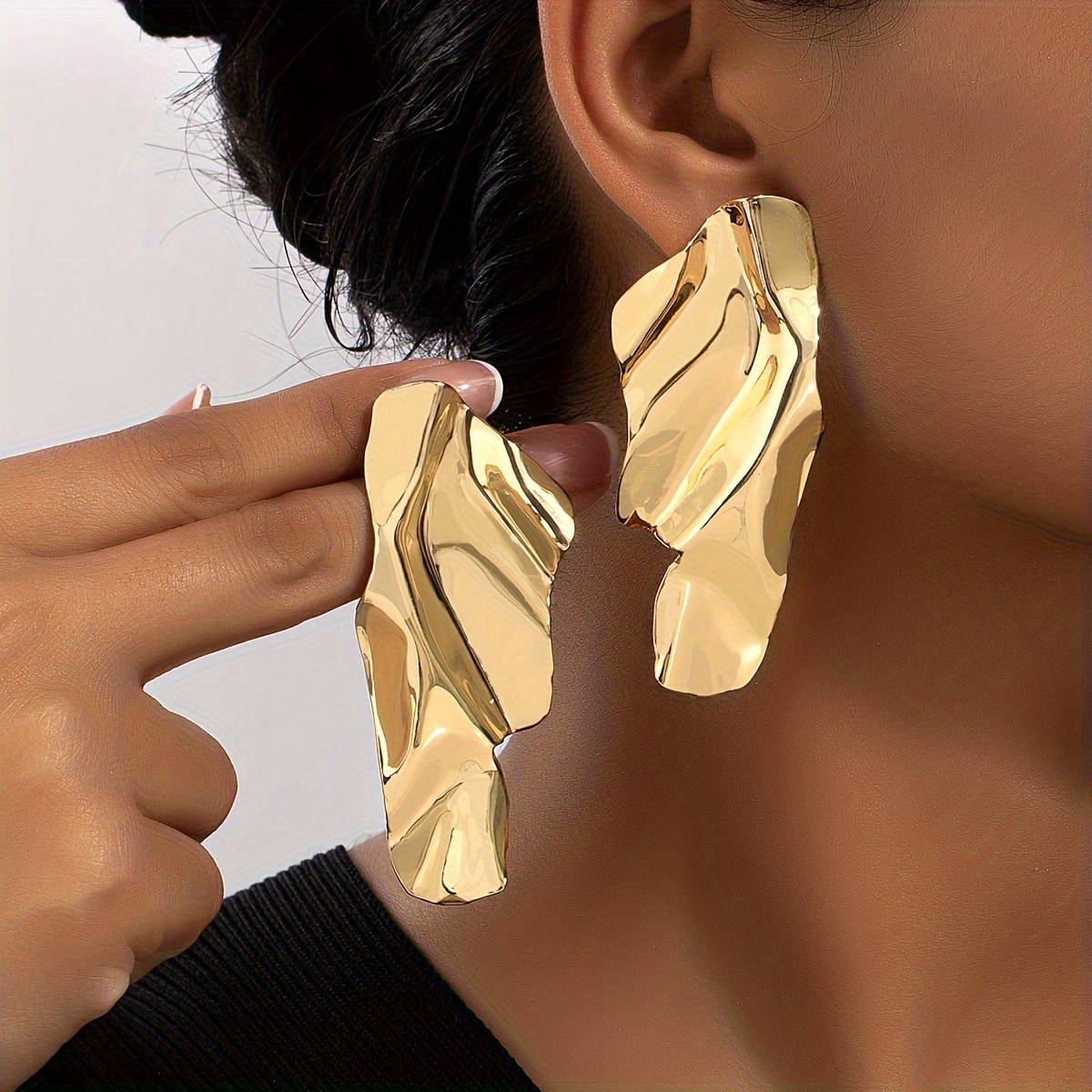 Wave Statement Earrings for Women Iron Drop Dangle Earrings