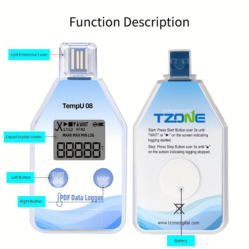 Goxawee Single Use Usb Temperature Data Logger Digital - Temu