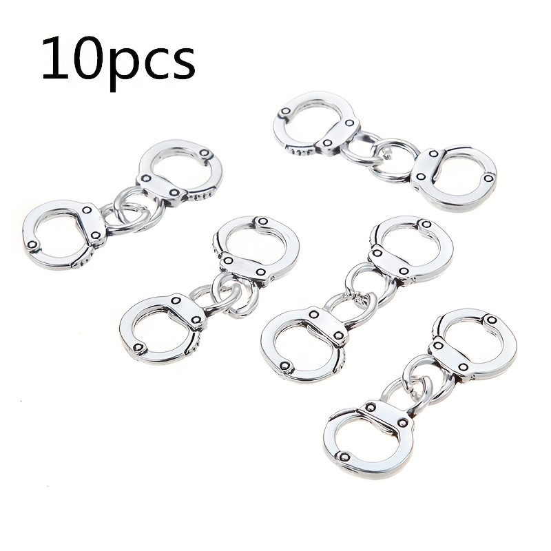 Image of 10/20pcs Hollow Locked Handcuffs Charms Antique Silvery Color Police Pendants For Making Charm