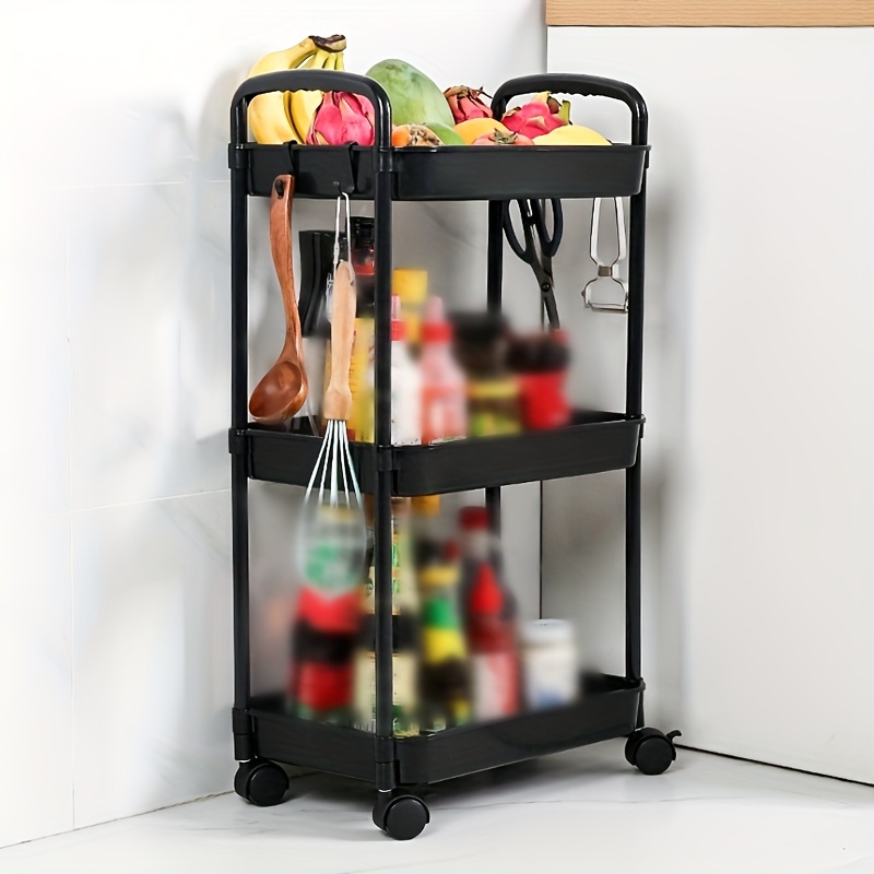 Metal Folding Storage Shelf Rolling Removable Cart Rack With - Temu