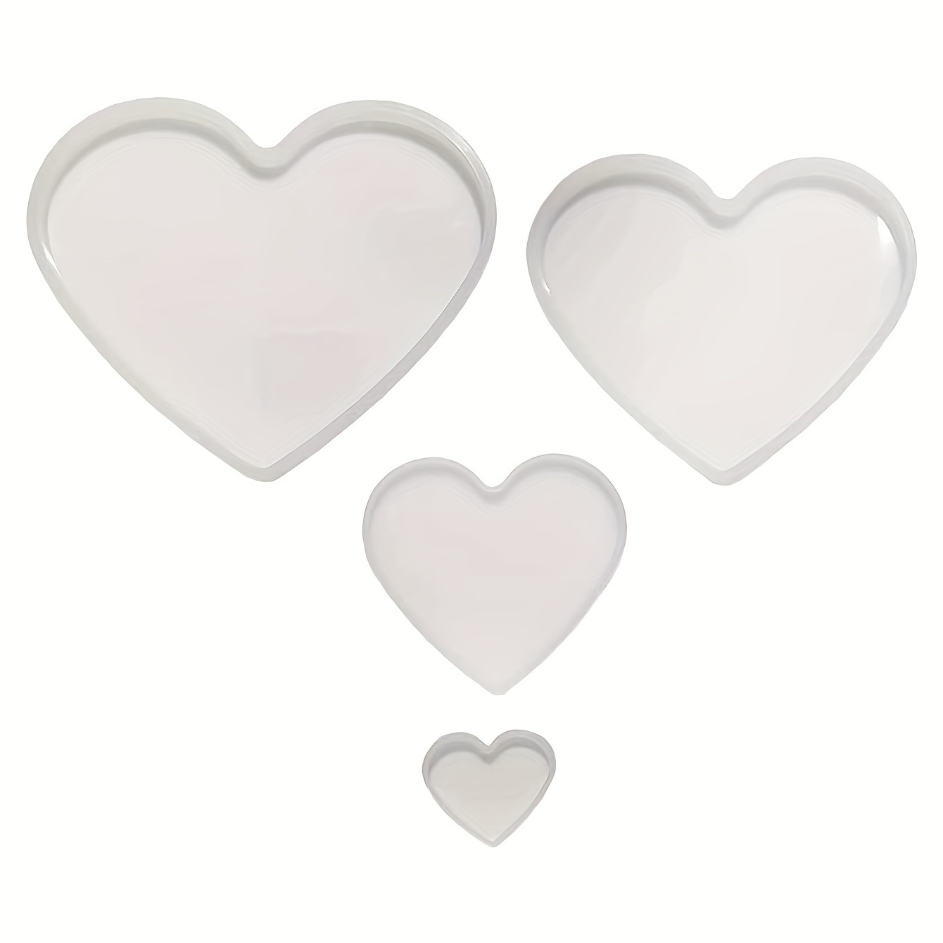 

4pcs Heart Resin Mold Love Heart Shape Epoxy Mold With 7", 6", 4", 2" Resin Heart Casting Silicone Mold Gift Craft Wedding Decor