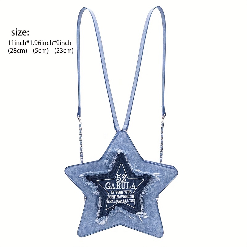 Star Shaped Denim Crossbody Bag Y2K