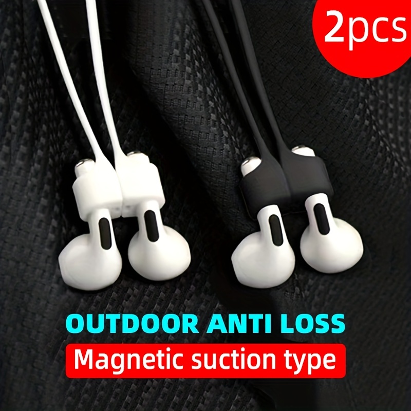 

2pcs Combination Outdoor Sports Magnetic Suction Anti Loss Rope Suitable For Wireless Bt Earphones, Silicone Anti Loss Neck Rope, Universal Type