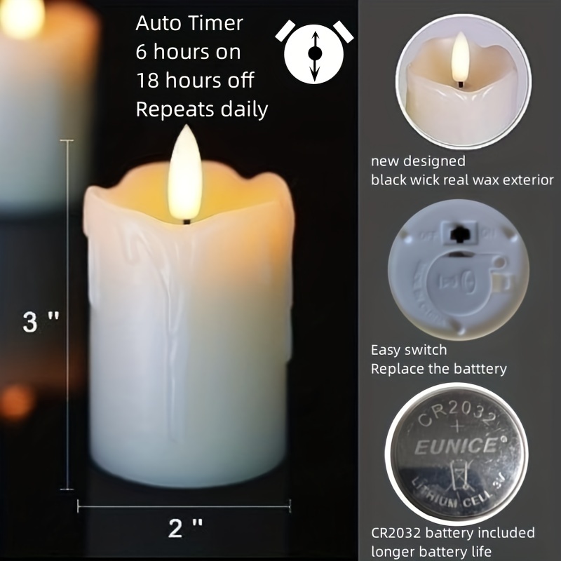 6 Candele Temporizzate Elettroniche Senza Fumo Simulazione - Temu Italy