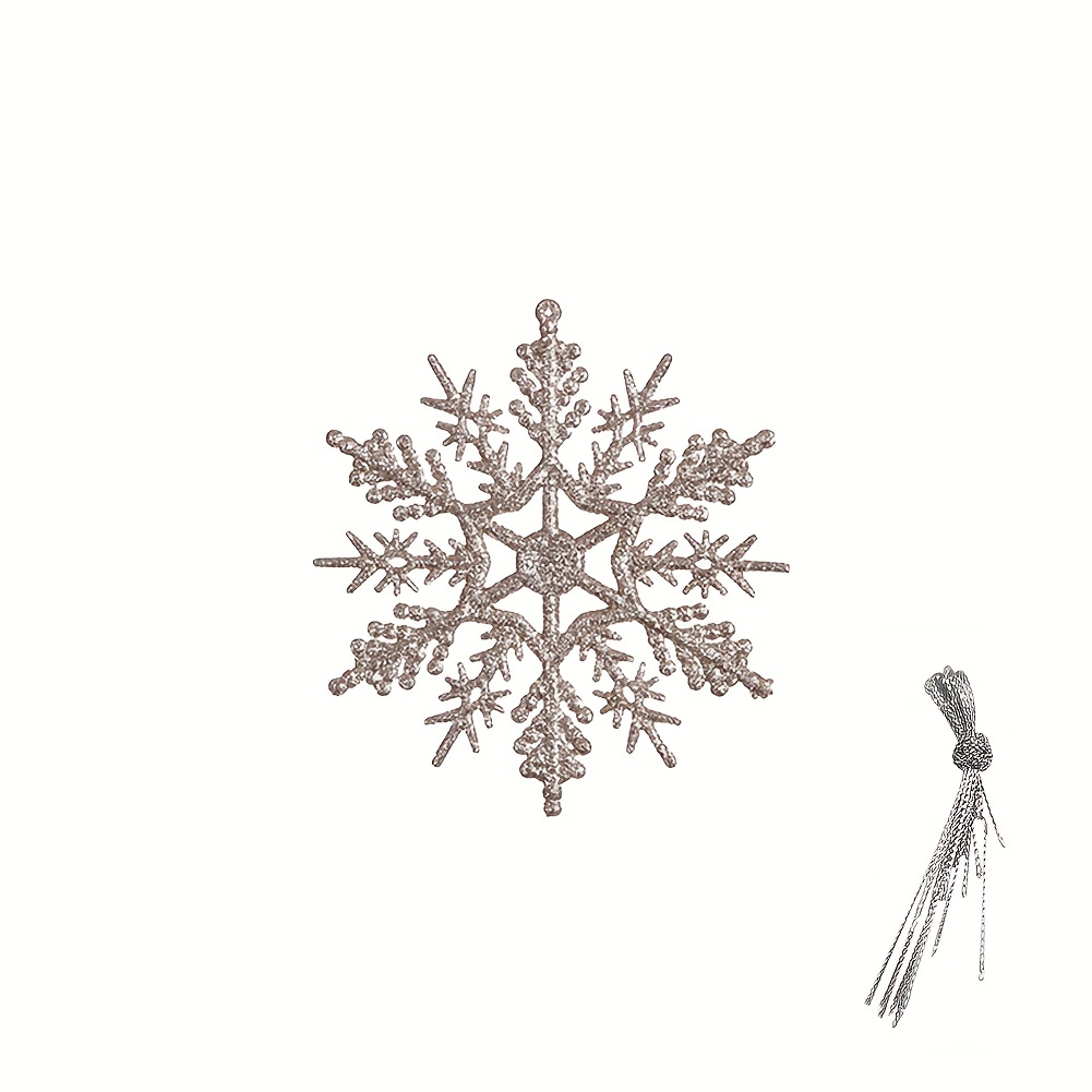 12pcs/set Glitter Snowflake Christmas Ornaments Xmas Tree Hanging Decor 12pcs/set in Silver
