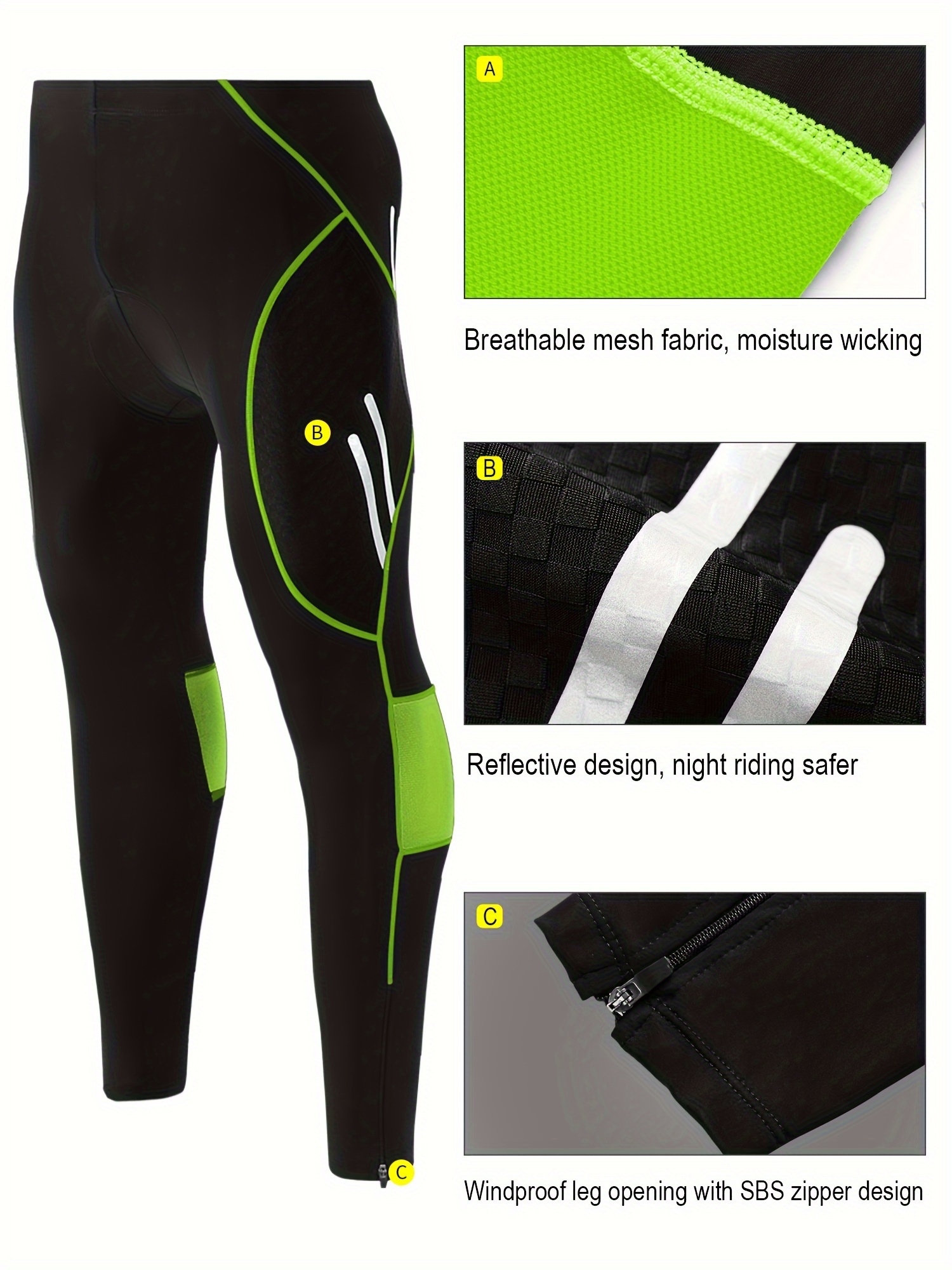 Reflective Men's Cycling Pants 4D Padding Pocket Lightweight