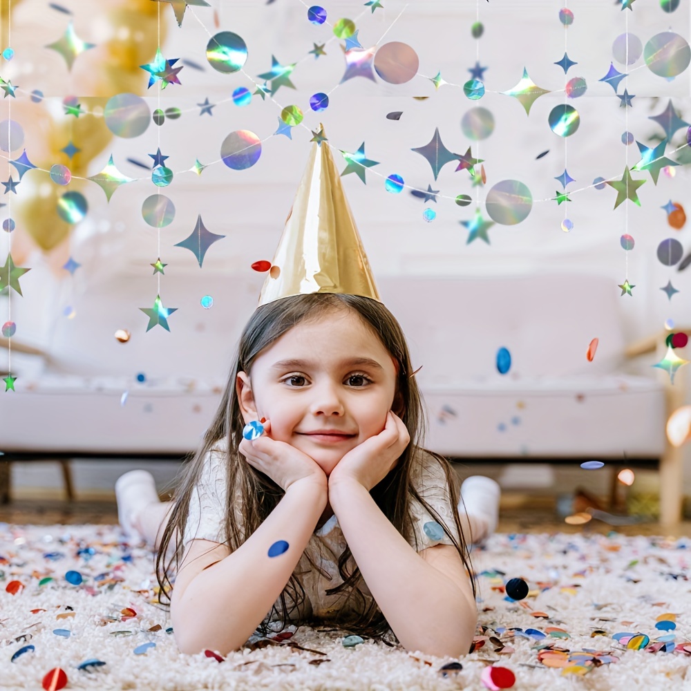 Blue Party Decoration Blue Star Circle Dot Hanging Garland Blue Hanging  Streamer Decorations Glitter Star Bunting Banner Twinkle Backdrop for  Wedding