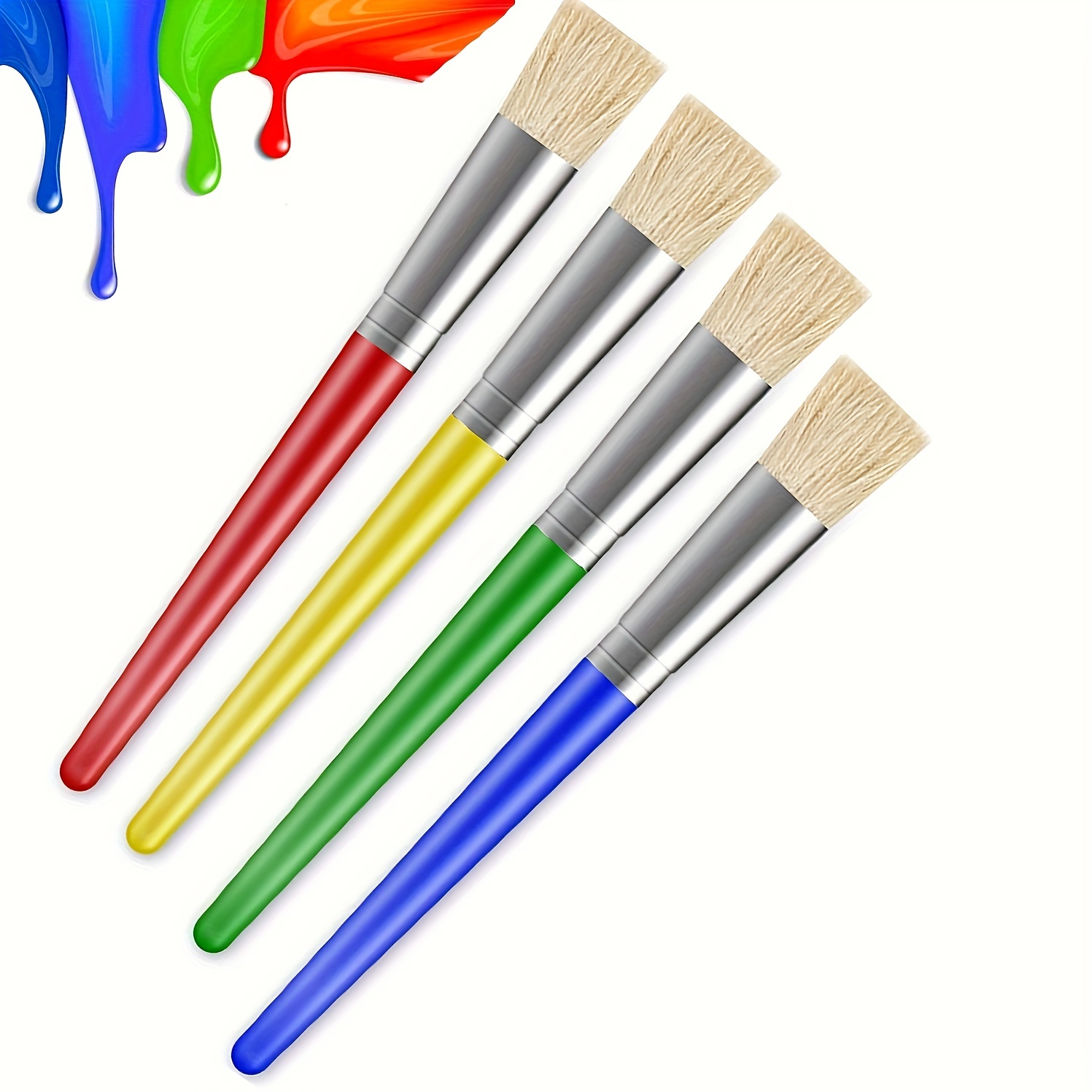 4pcs Toddler Paint Brushes for Kids Easy to Clean & Grip Non