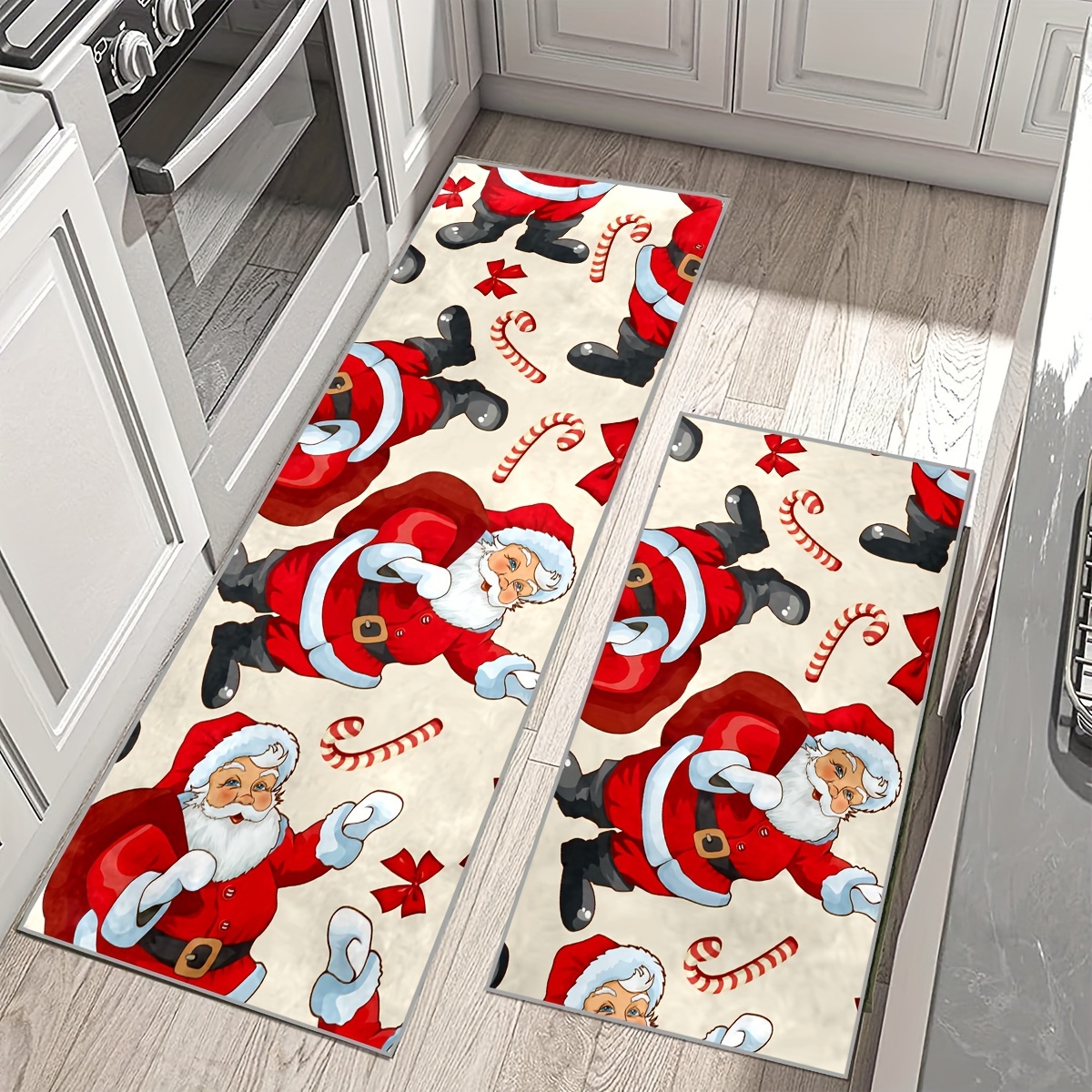 Christmas Kitchen Rugs And Mats, Non Skid Washable Absorbent