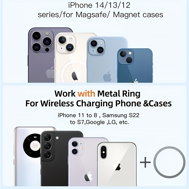 Soporte magnético inalámbrico para cargador de coche compatible con Magsafe  iPhone 15/iPhone 14/iPhone 13, accesorios magnéticos de ventilación de