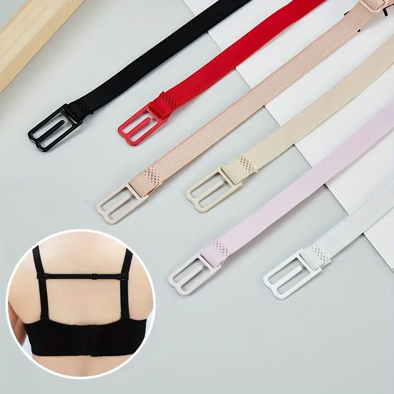 Solid Color Bra, Women's Strap Adjustable Elastic Shoulder Straps Women's Lingerie Accessories Underwear,Temu