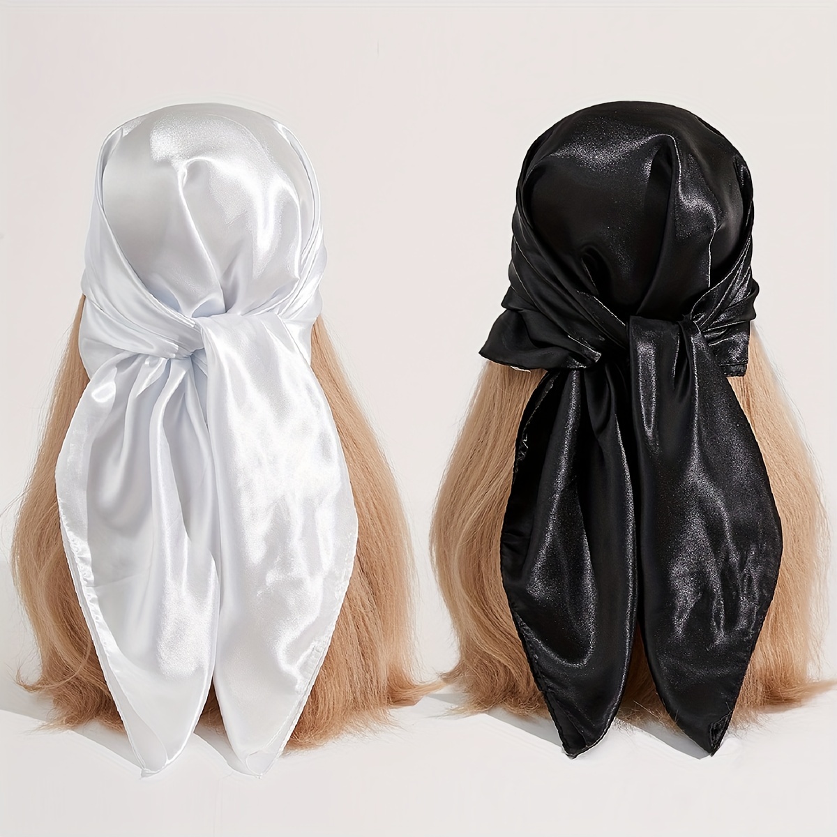 2Pcs Silk Scarf Square Satin Hair Scarf Fashion Neck Scarfs for Women  Headscarf Hair Wraps 