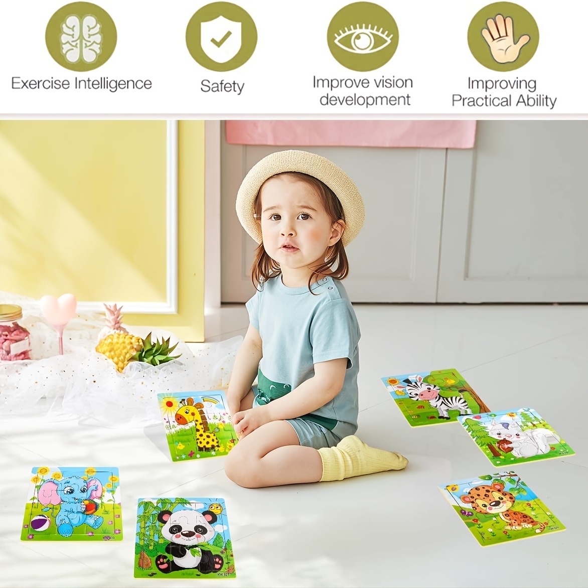 Wooden Jigsaw Puzzles Set for Kids Age 3-5 Year Old Animals Preschool  Puzzles for Toddler Children Learning Educational Puzzles Toys for Boy and  Girl 