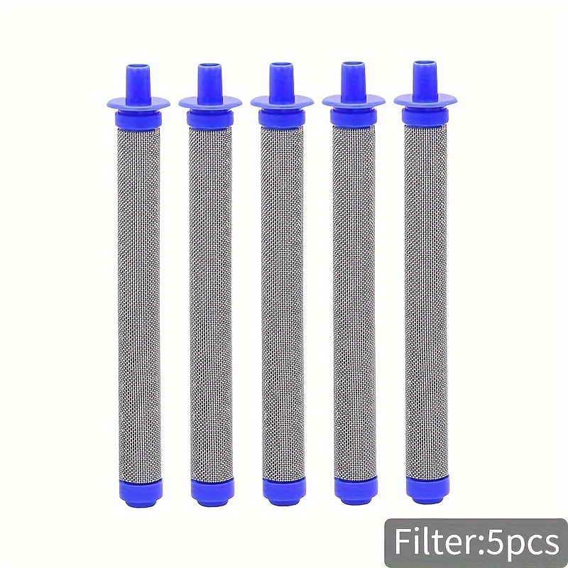 TEMU 5pcs Filtros De Pistola De Pulverización Sin Aire Azul, Accesorios De Pulverización De Alta Presión De Reemplazo De Malla 60, Tipo De Inserción