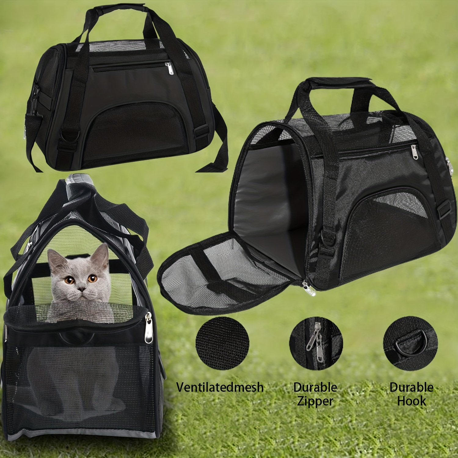 Pet Carriers for Small Cats and Dogs Pet Travel Carrier Airline Approved  Black