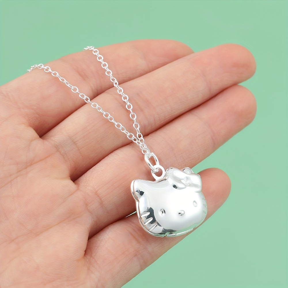 Hello Kitty Sanrio Necklace Silvery Color Layer Shining Bling Clavicle  Chain Elegant Charm Wed Pendant Jewelry Gift