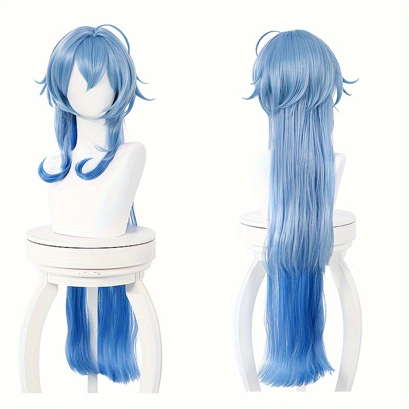 Costume Wigs Blue Layered Long Spiky Wig Bangs Synthetic Wig