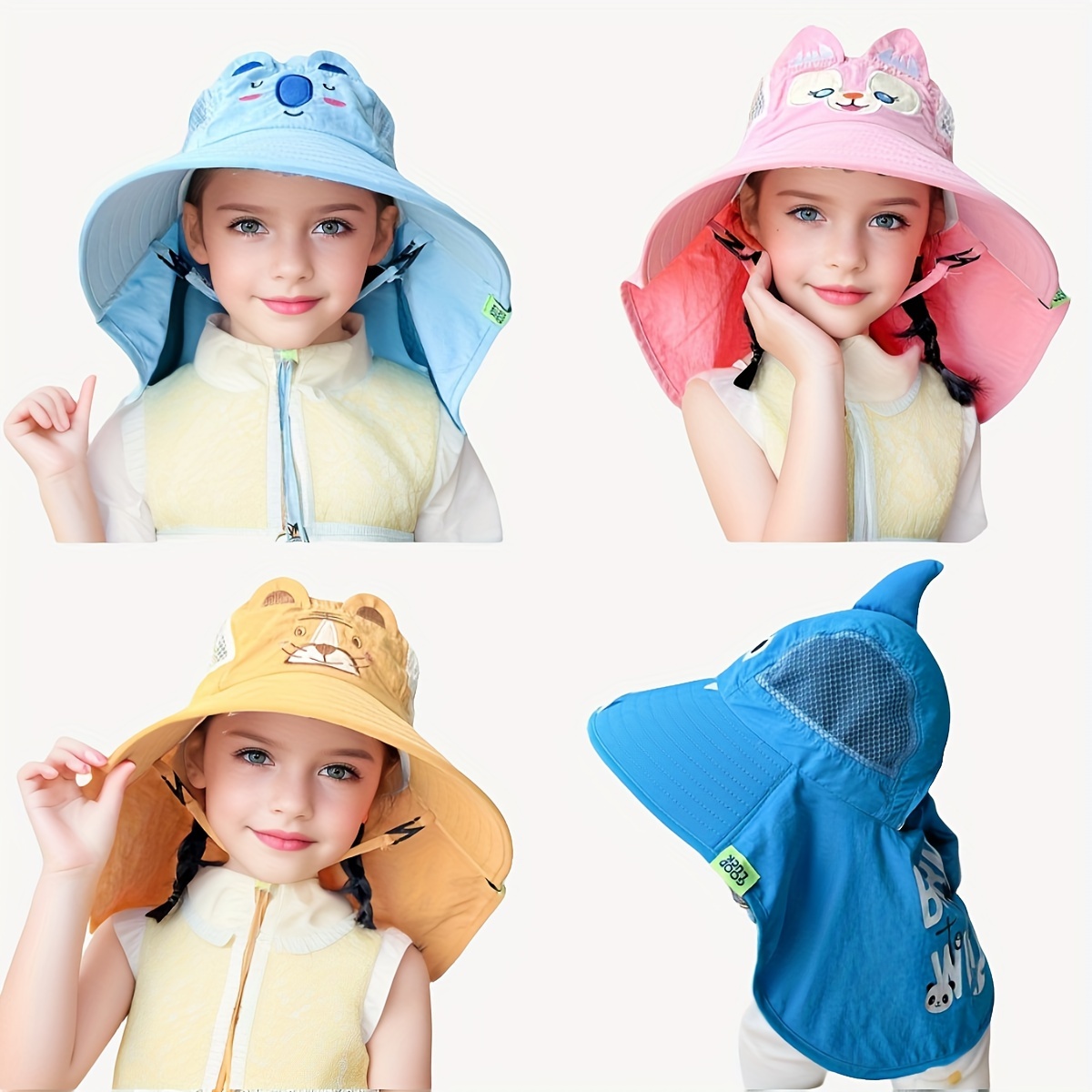 1pc Kids Cartoon Cute Adjustable Cotton Bucket Hat UV - Temu